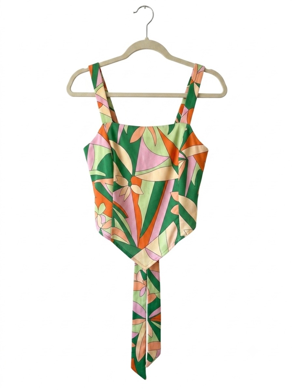 Willow & Root Floral Printed Tie Tank Top